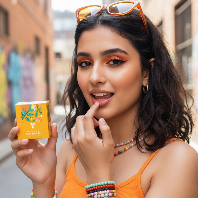 VCARE Natural Orange Lip Balm - 20gm – product presentation in Pakistan