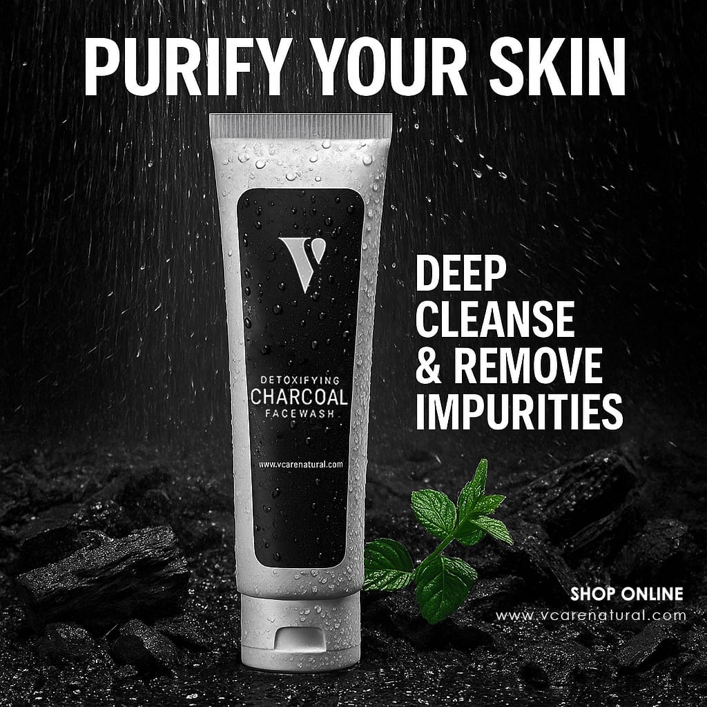 Vcare Natural Charcoal Facewash and Scrub – Herbal Deep Cleanser