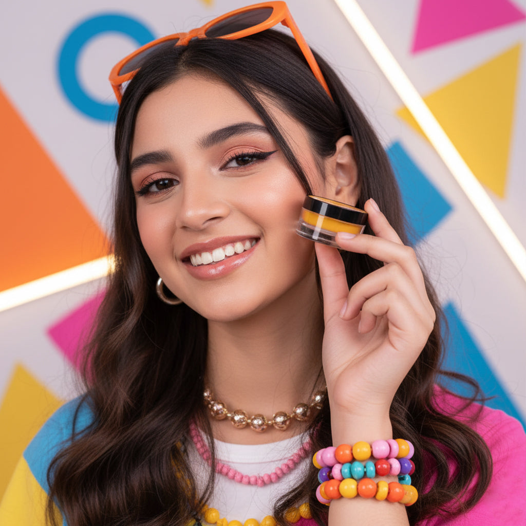 Naturally soft and shiny lips using orange lip balm
