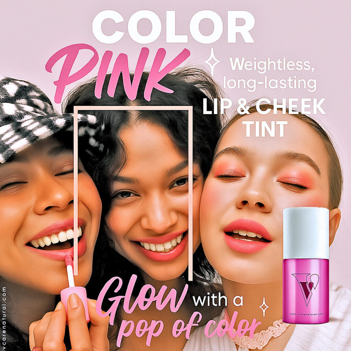 VCARE Natural Pink Lip & Cheek Tint - 15ml – results-focused lifestyle view in Pakistan