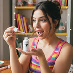 Applying vitamin C serum on face and neck