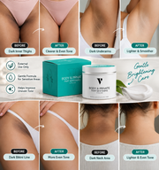 VCARE Natural Private Part Whitening Cream before and after for inner thighs, underarms, bikini line and dark neck areas in Pakistanپرائیویٹ پارٹ وائٹننگ کریم - 30 گرام